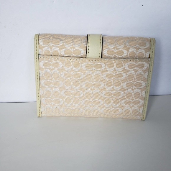 COACH Purse Card Wallet Cream White Leather Mini CC Monogram Small 4x3 Envelope - Picture 3 of 8